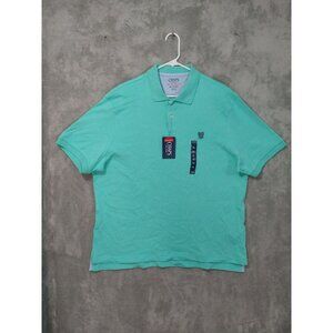 Chaps Shirt Mens XL Blue Polo Short Sleeve Natural Stretch Casual Preppy Cotton